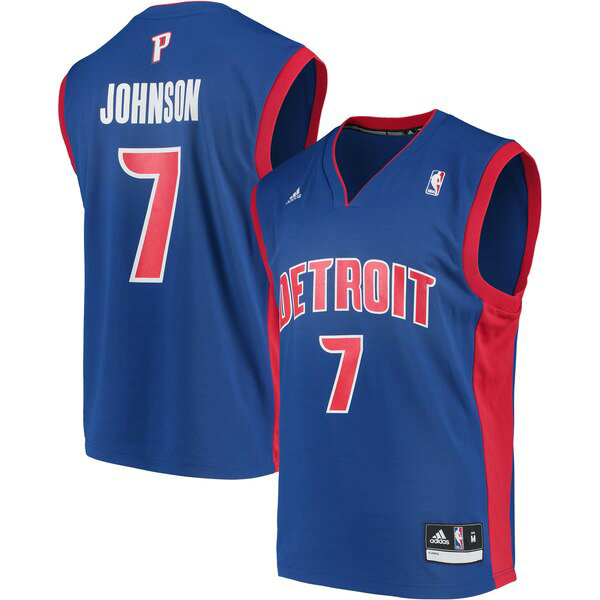 Camiseta Stanley Johnson 7 Detroit Pistons adidas Road Replica Azul Hombre